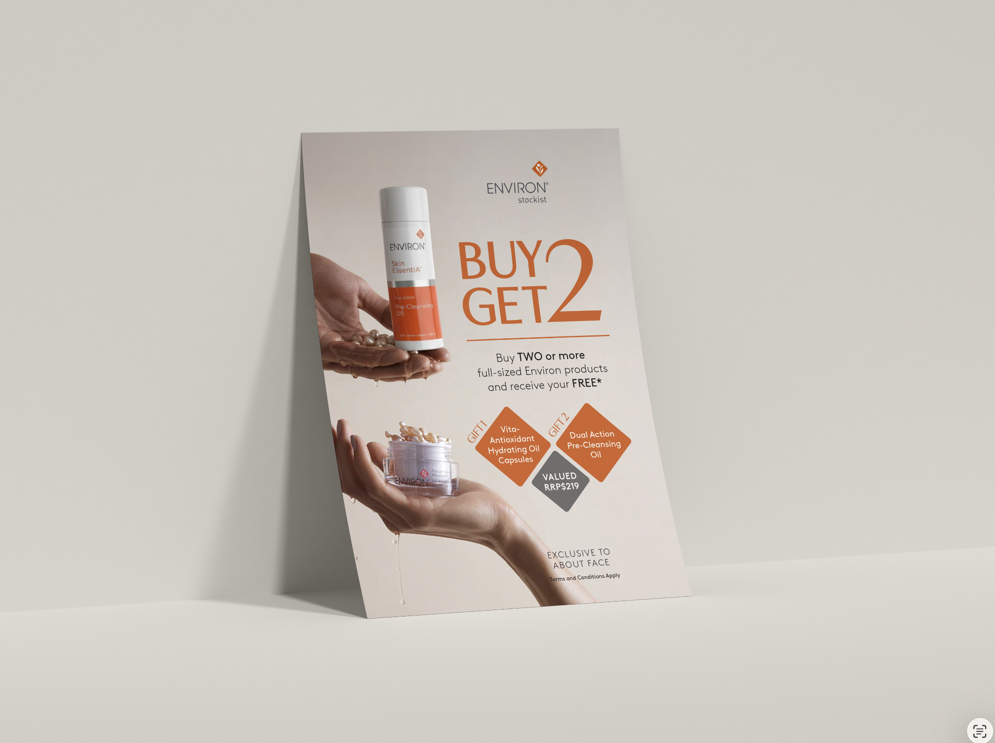 Environ Buy 2 Get 2 promotional standing sign