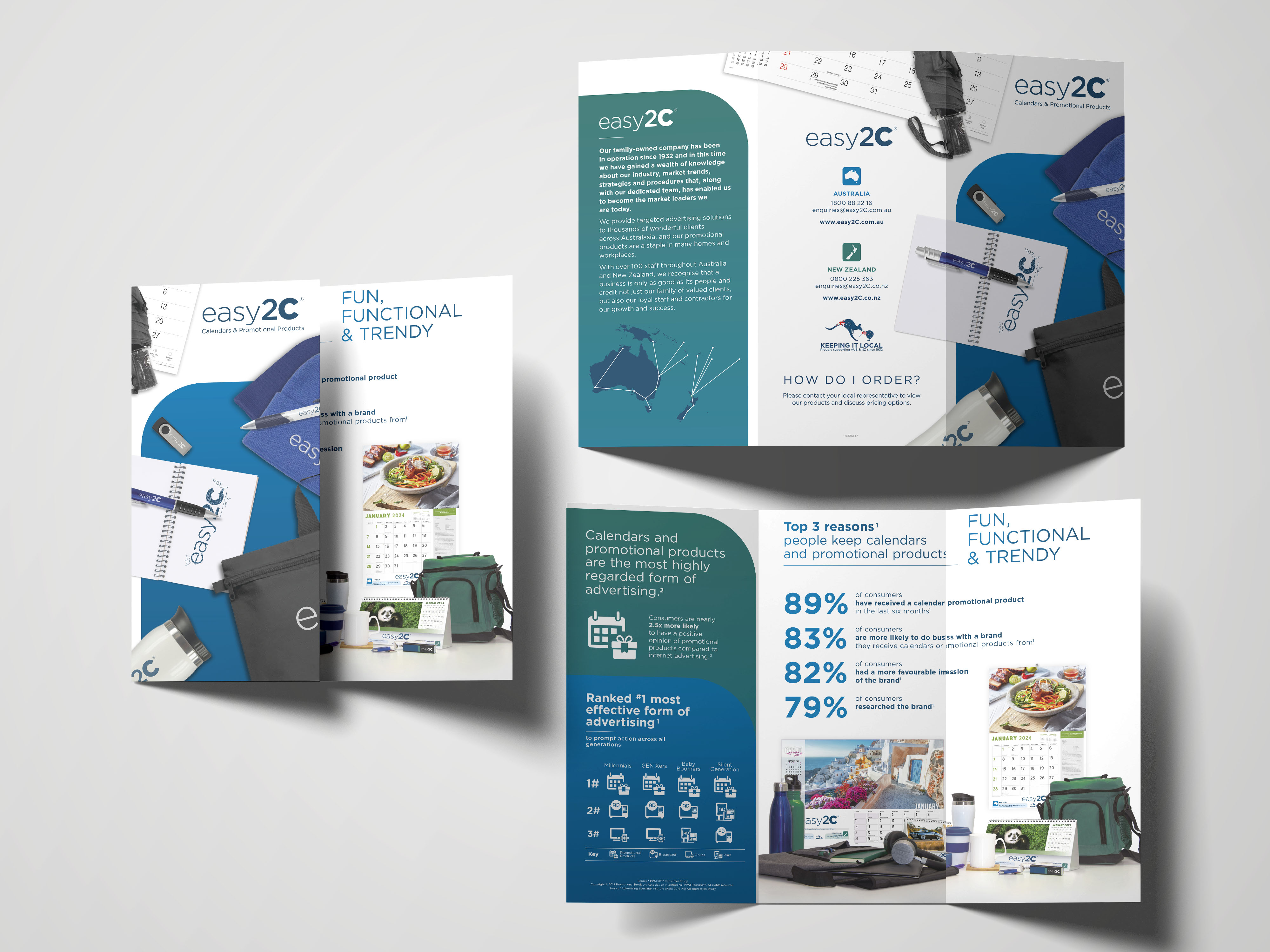 Easy2C flyer and stationery mockups