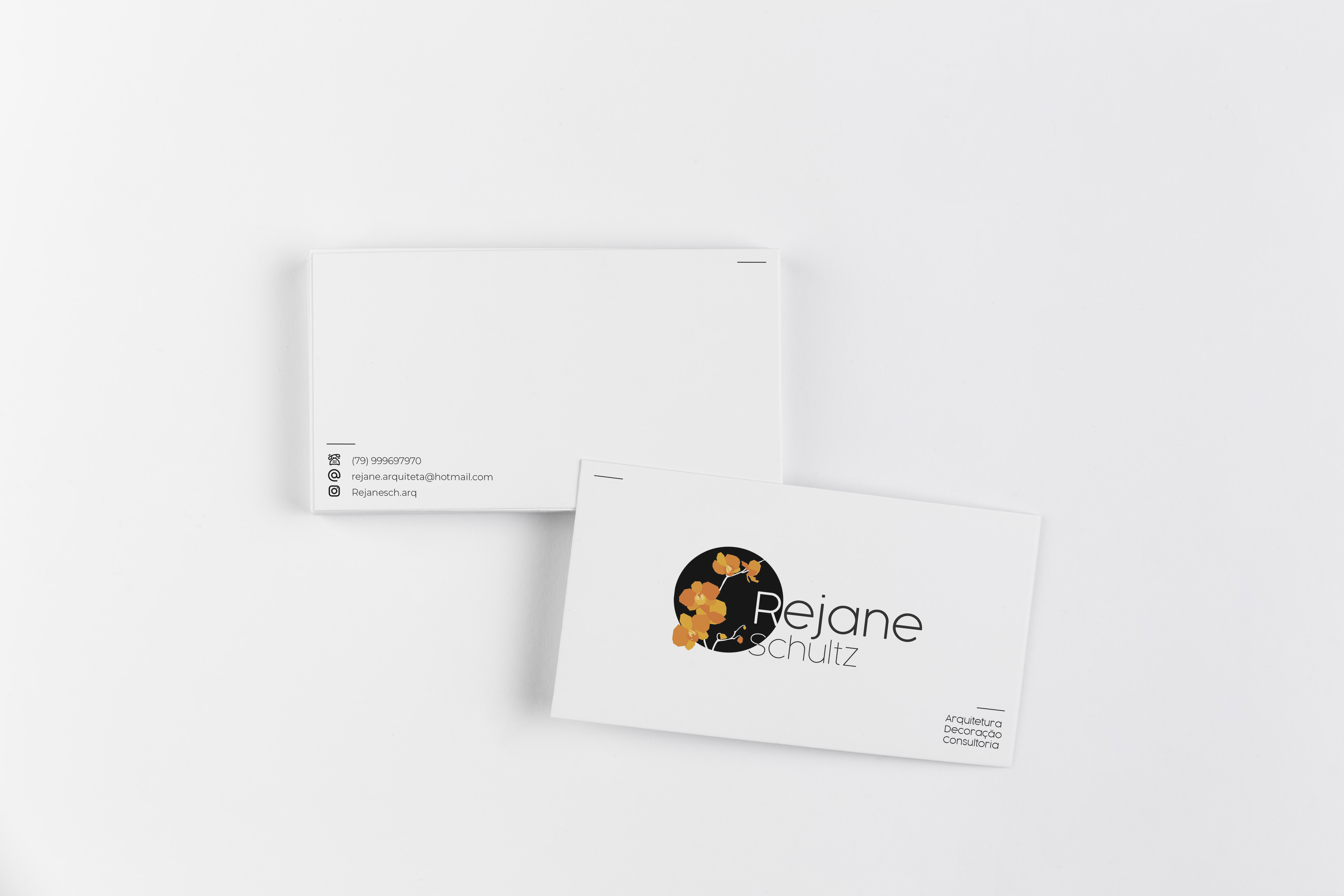 Rejane Schultz logo applied to business cards and stationery