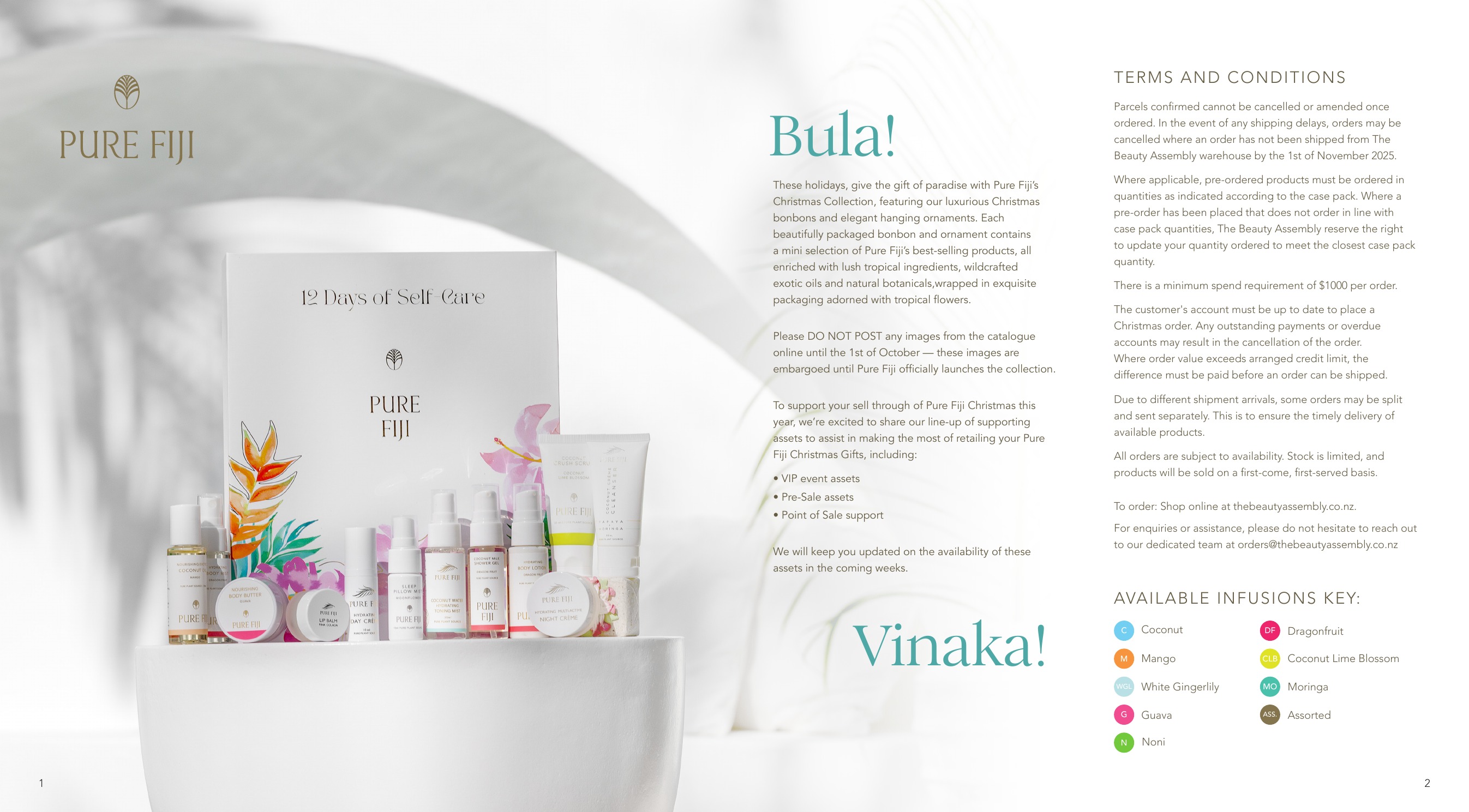 Pure Fiji Holiday Gift Guide opening spread