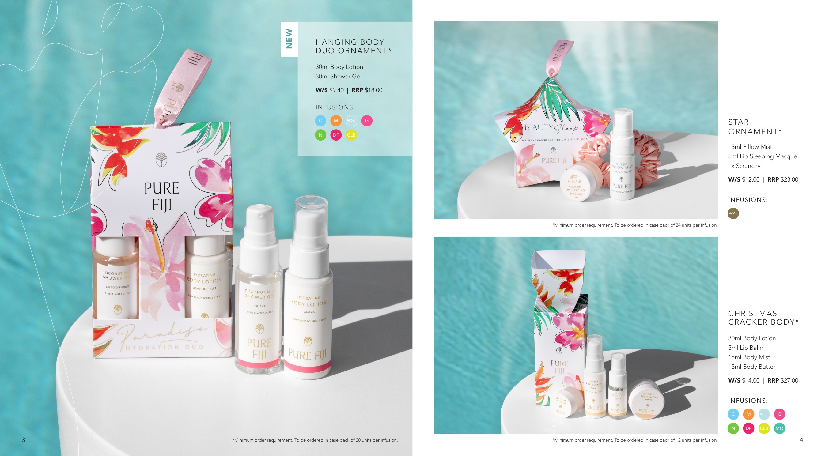 Pure Fiji hanging ornament and Christmas cracker spread