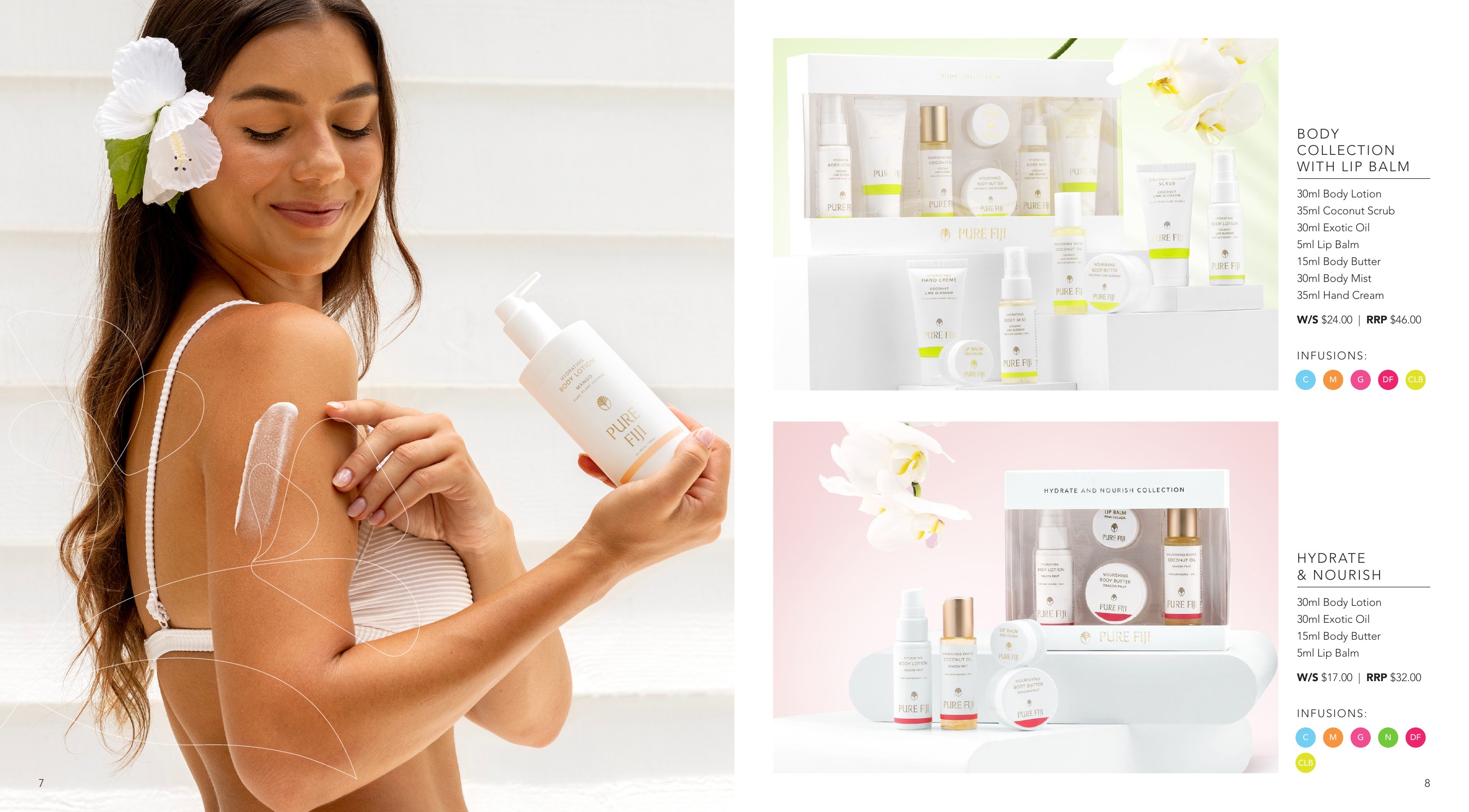 Pure Fiji body lotion campaign and collection spread