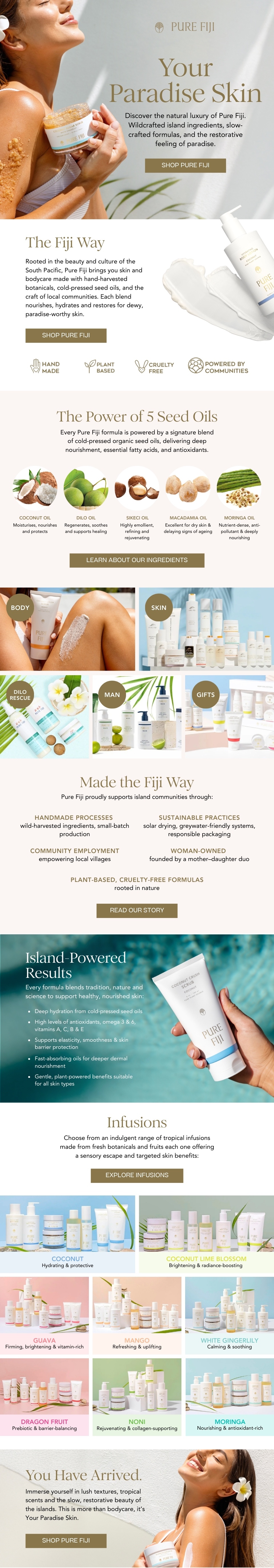 Pure Fiji Your Paradise Skin email design