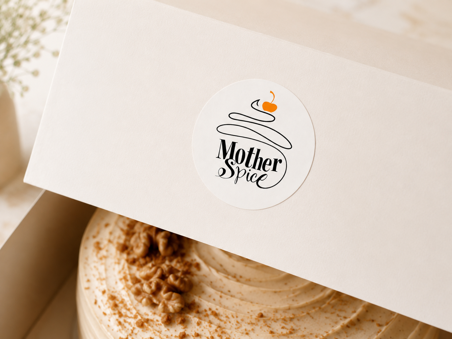 Mother Spice logo applied to baking packaging