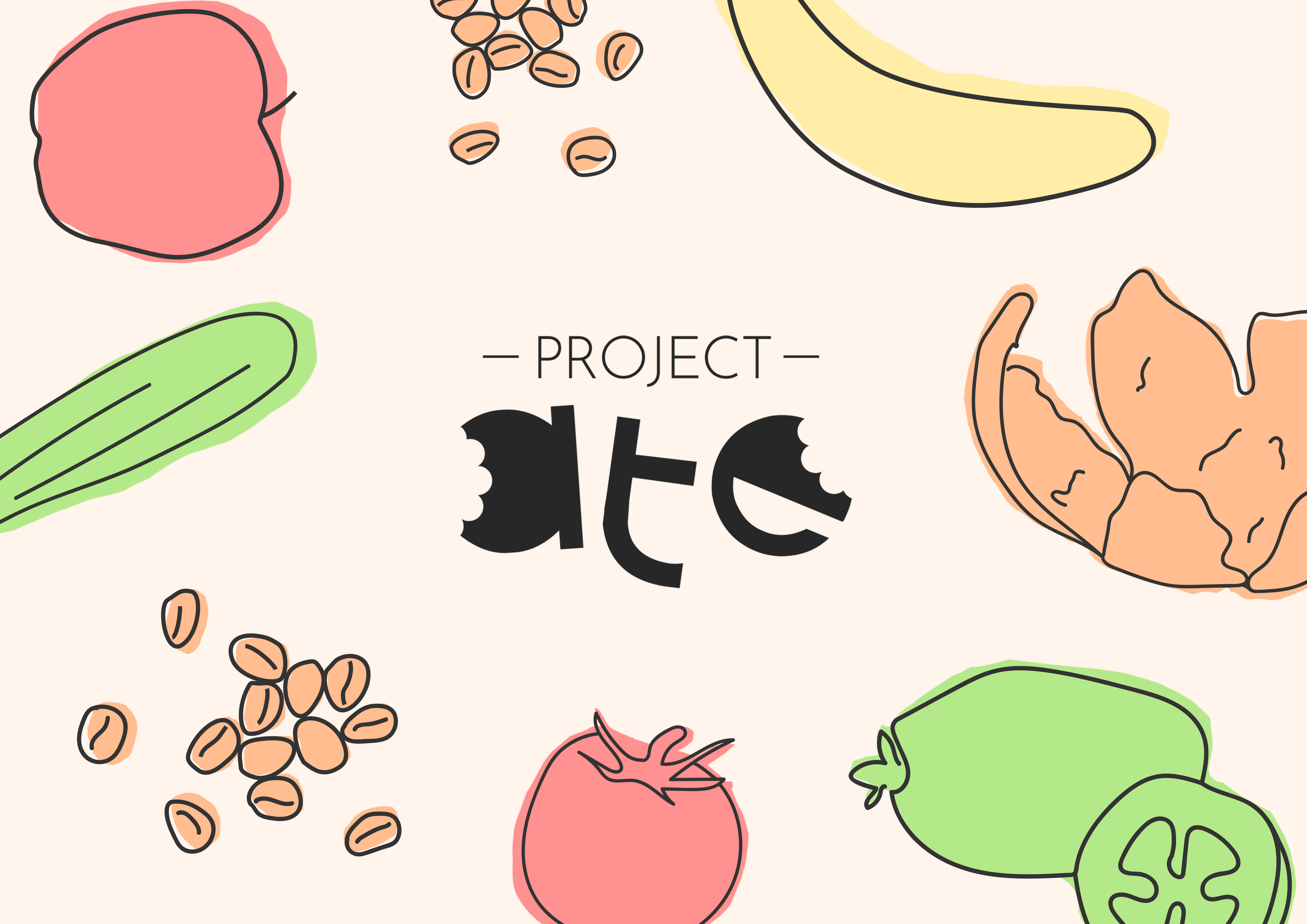 Project Ate logo with illustrated food pattern
