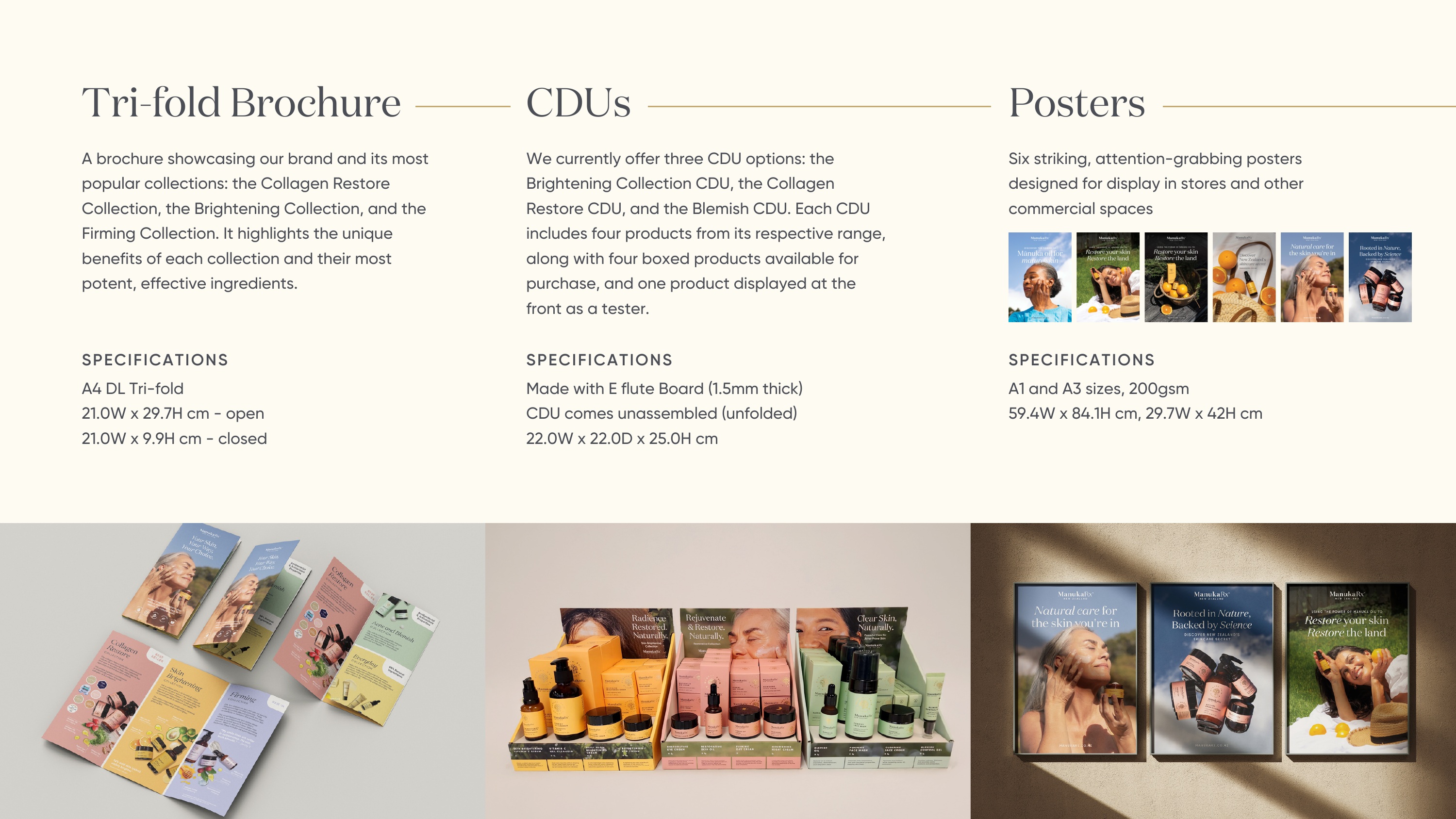 ManukaRx brochure, display and poster point-of-sale materials slide