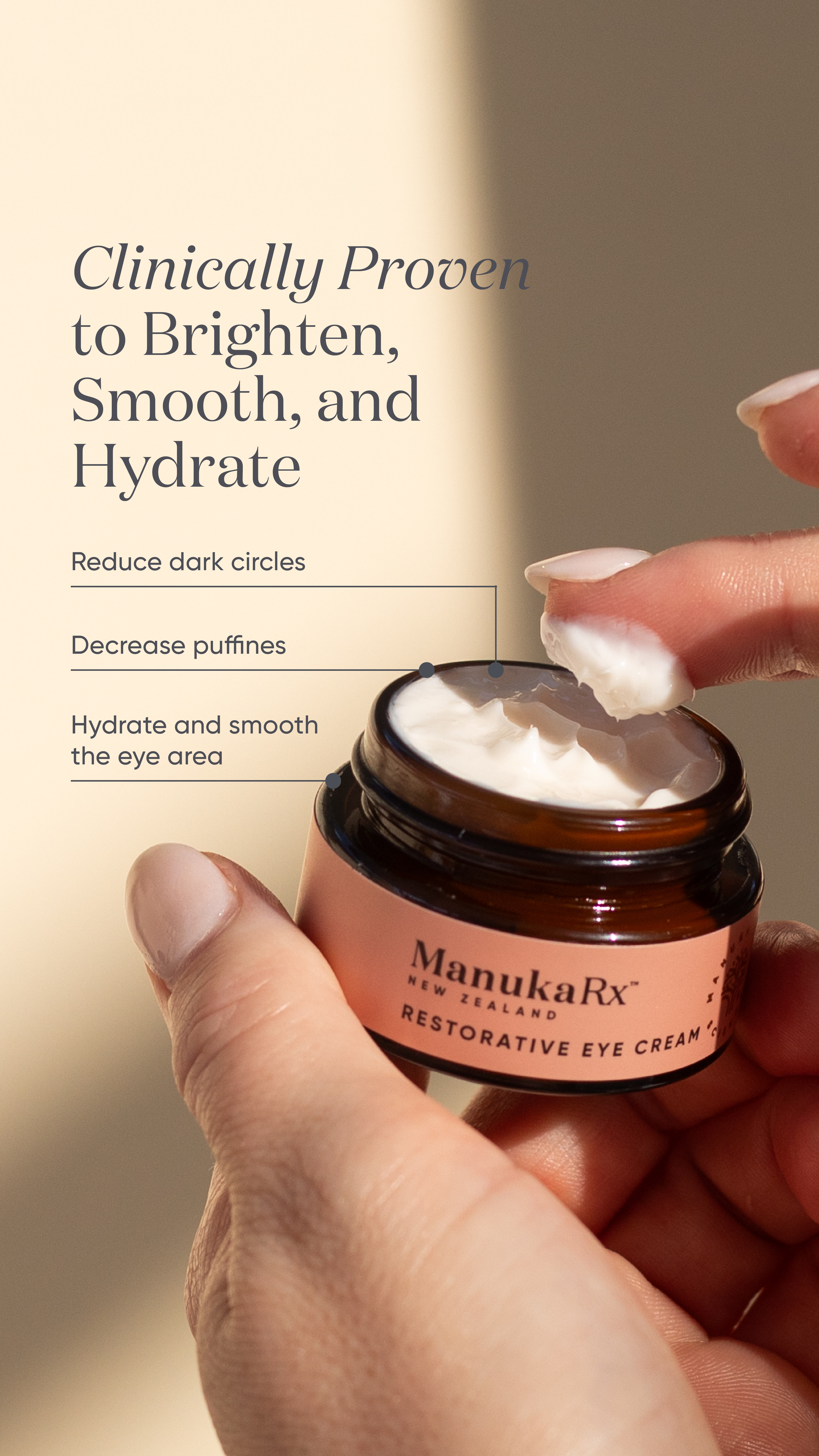ManukaRx restorative eye cream benefits social media design