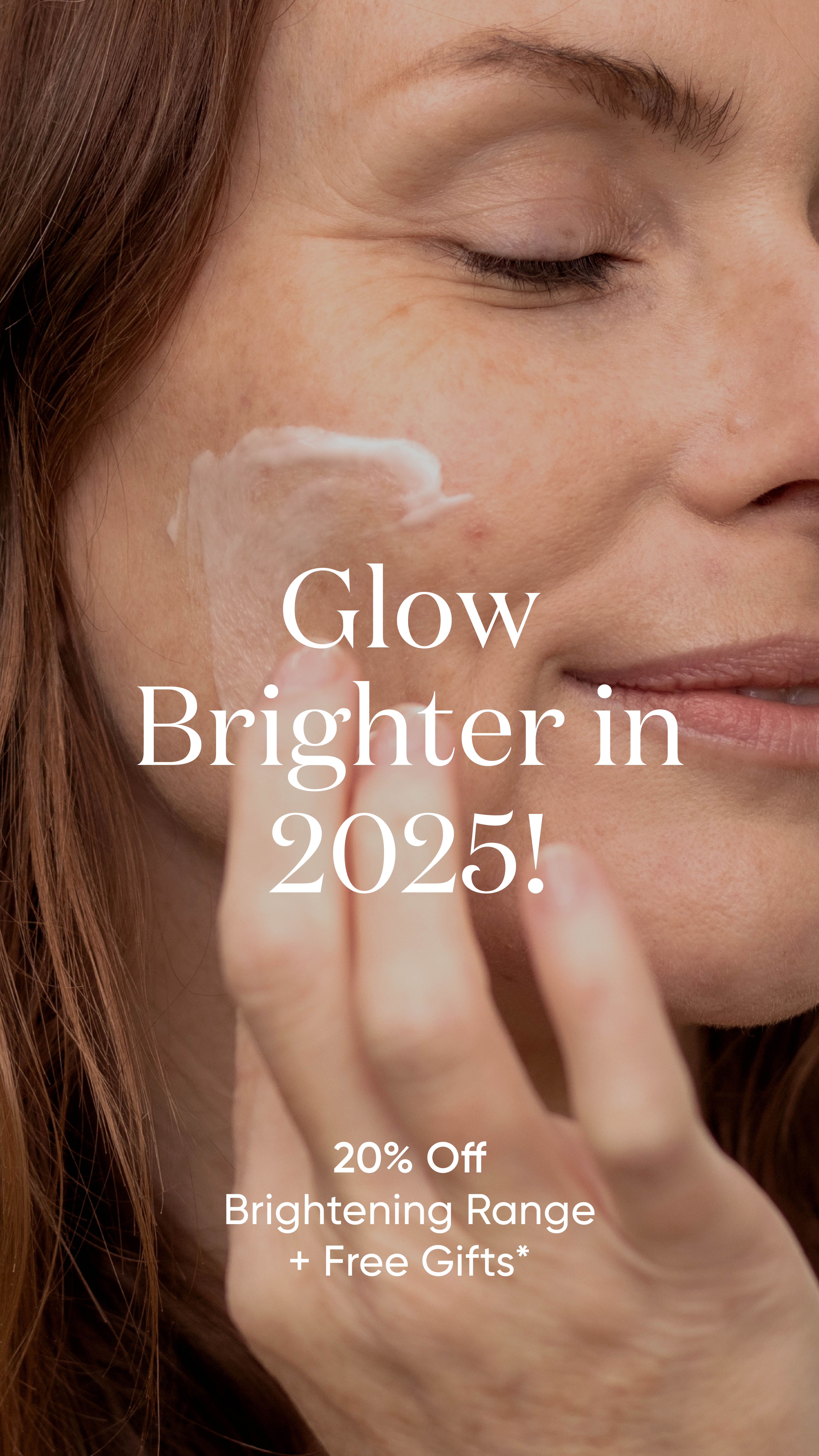 ManukaRx Glow Brighter in 2025 campaign featuring a model applying cream