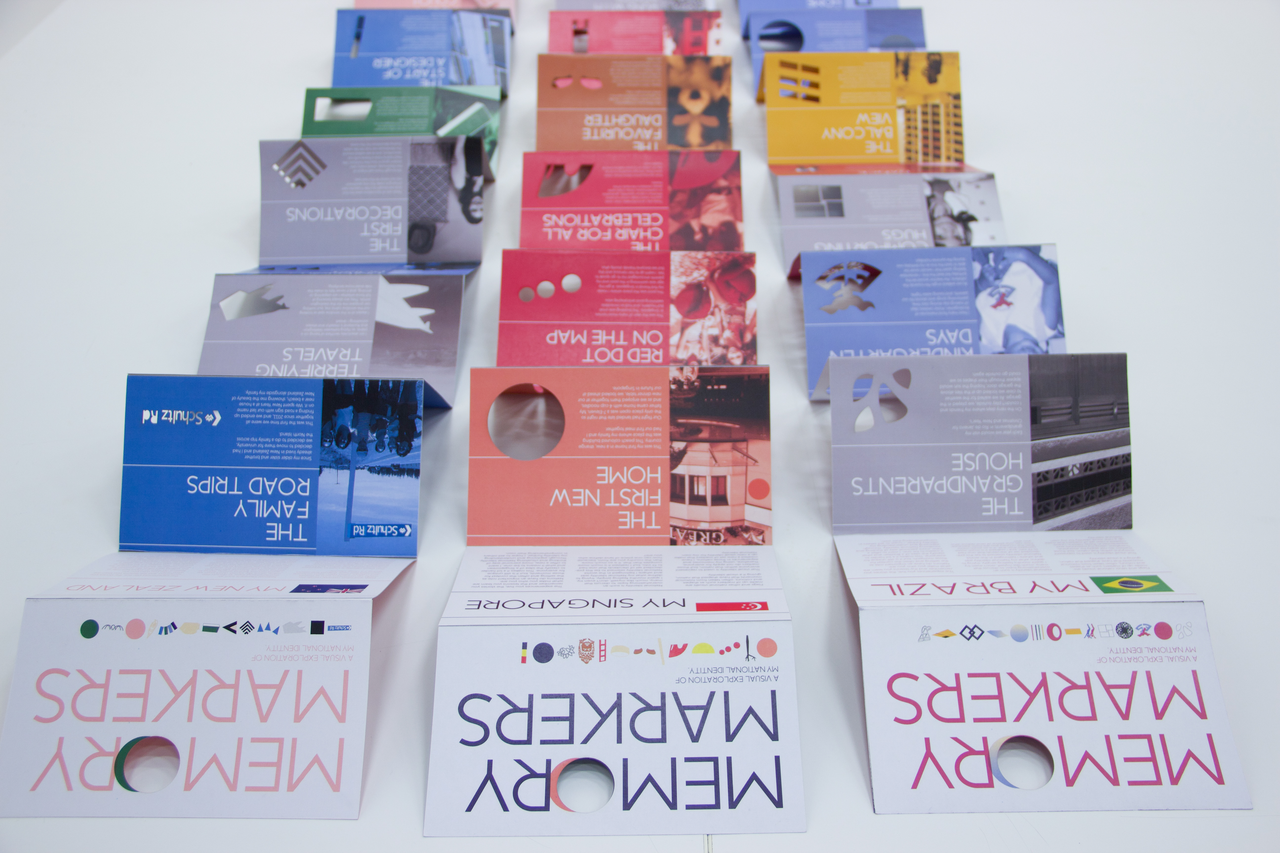 Three Memory Markers booklets opened in full